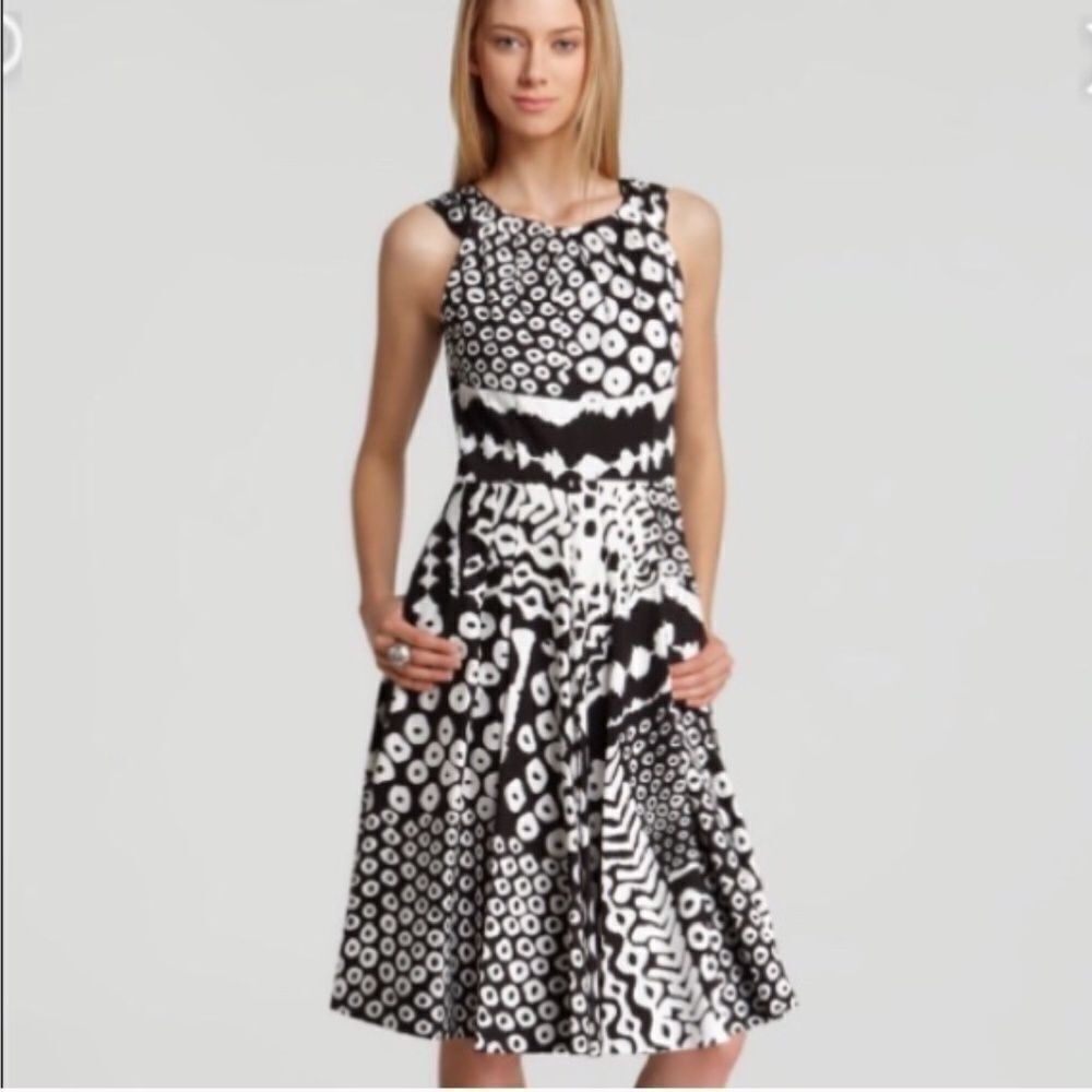 Lafayette 148 Black and White Print Dress Size 2